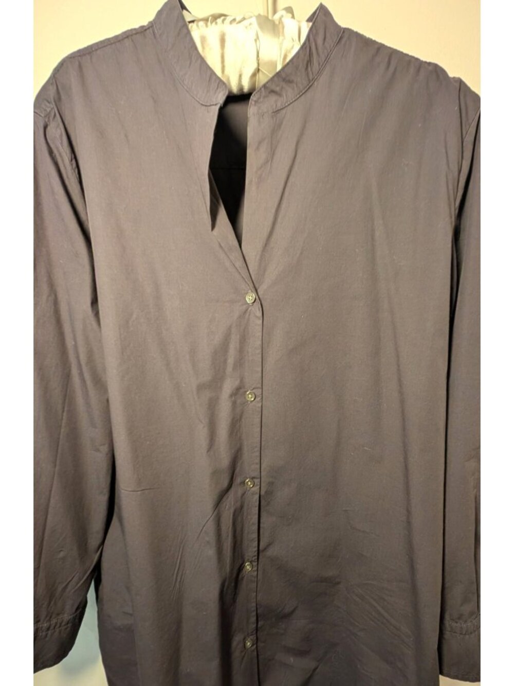 James Perse Cotton Mandarin Collar Button Front Tunic Shirt, Charcoal, 2